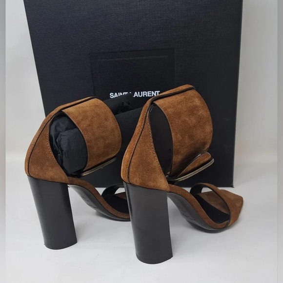 NWT Saint Laurent Suede  Otterproof Ankle Strap Sandals Heels Buckle 36 EU 6 US - Picture 8 of 15